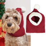 Christmas Atmosphere Love Snowflake Elk Printing Knitted Warm Pet Dog Cat Fur Ball Hat - Minihomy