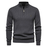 Men's Casual Stand Collar Half Zip Knitwear Sweater - Minihomy