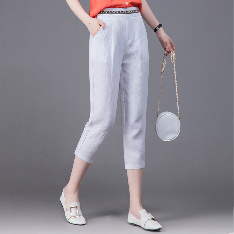 Linen Pants Summer New Loose Harem Pants Women - Minihomy