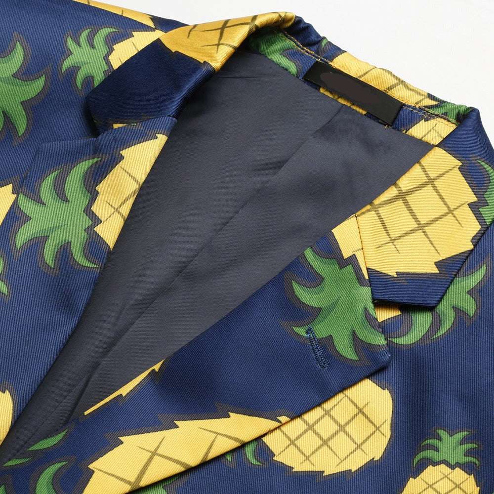 Male Hawaiian Vacation Pineapple Fruit Casual Suit - Minihomy