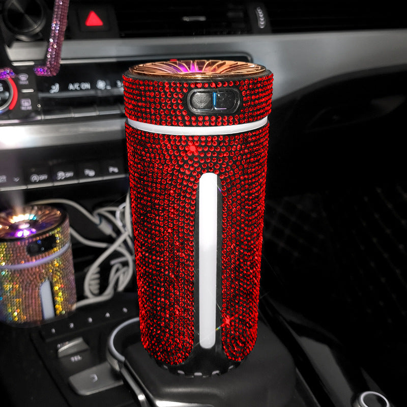 Luxury Diamond Car Humidifier: LED Light, Air Purifier, Aromatherapy Diffuser, Car Accessories - Minihomy