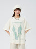 Blur Portrait Short Sleeve Crew Neck Loose Top - Minihomy