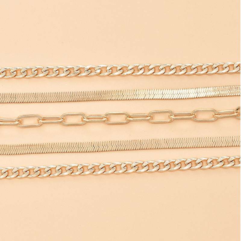 Cross Border New Anklet Women's Fashion Multi-layer Metal Chain Anklet Set - Minihomy