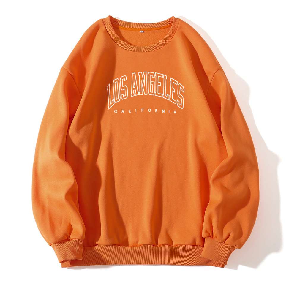 Letter Print Crew Neck Pullover Sweatshirt - Minihomy