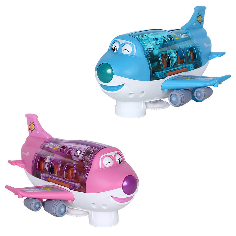 360 Rotating Electric Plane Airplane Toys For Kids Bump And Go Action Toddler Toy Plane With LED Flashing Light Sound For Boys - Minihomy