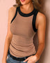 Basic Shirt Round Neck Sleeveless Tops Camisole Women Casual Sport Vest Summer - Minihomy