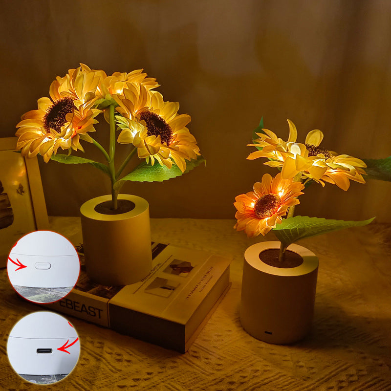 Rechargeable Sunflower LED Simulation Night Light Table Lamp