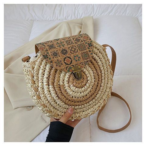 Handmade Straw Beach Bag | Casual Crossbody Shoulder Bag for Women - Minihomy