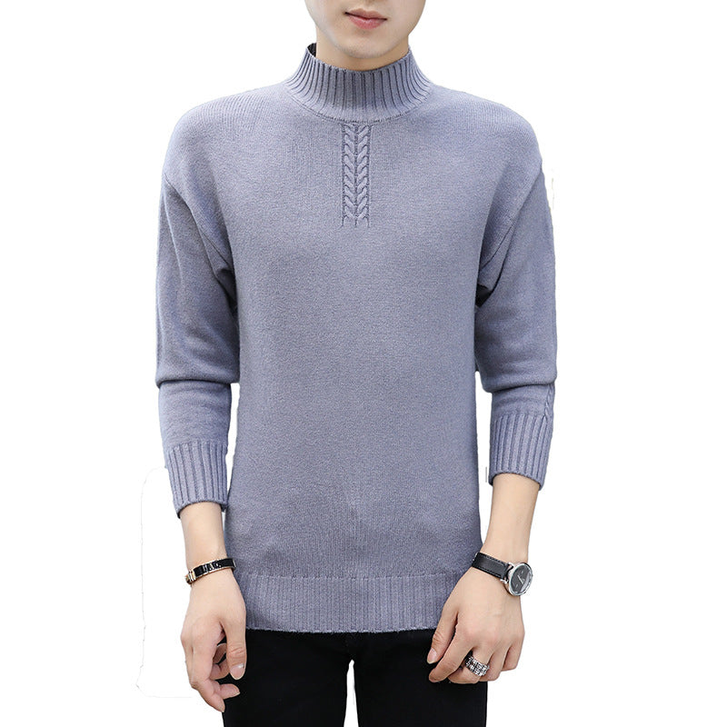 Men's Pure Color Half Collar Sweater: Embrace Casual Elegance - Minihomy