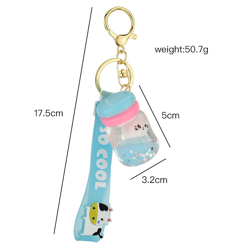 Floating Kitten Macaron Quicksand Keychain - Minihomy