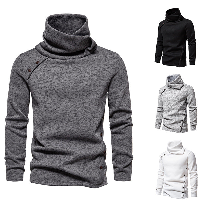 Men's Cascading Collar Sweater Coat Jacquard Pullover Sports Sweater - Minihomy