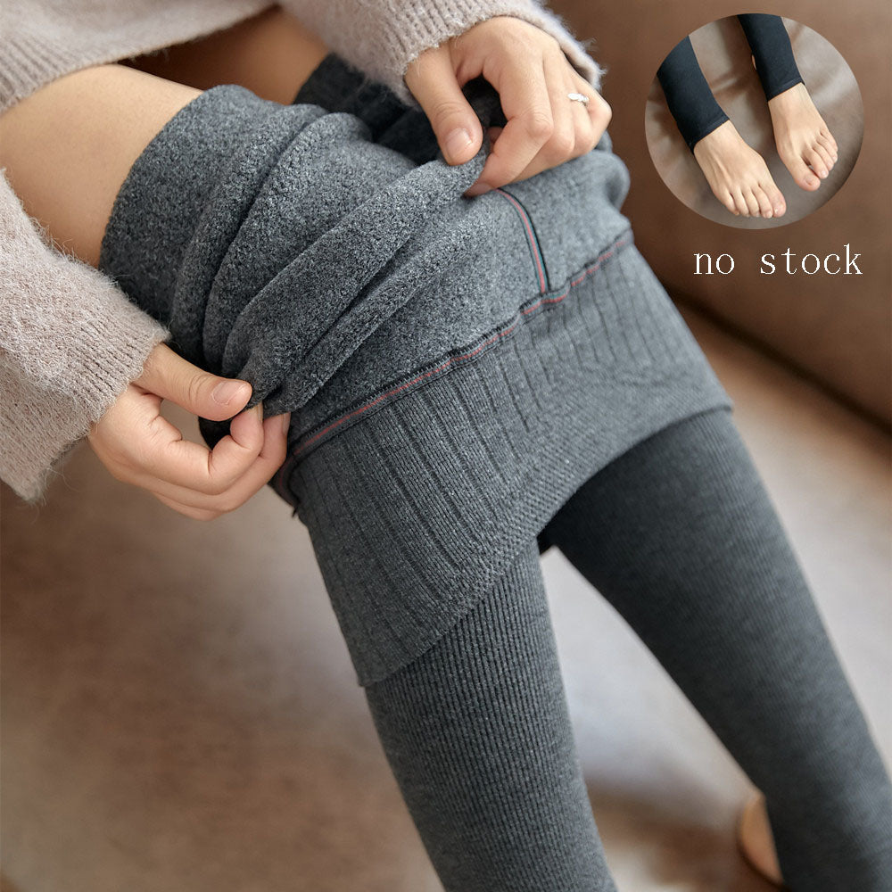 High Waist Striped Leggings - Winter Warm, Thick, High Stretch Imitation-Cashmere Skinny Pants - Minihomy