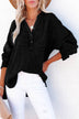 Autumn New Pullover Collar Decorated With Buttons Long Sleeve Top Loose Shirt - Minihomy