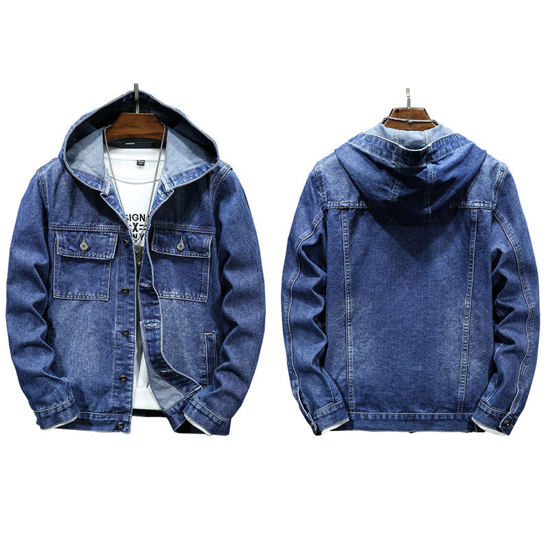 Hooded Denim Jacket Men's Spring - Minihomy