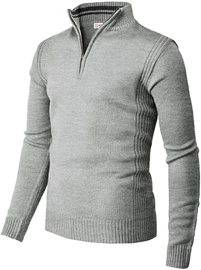 Men's Casual Slim Pullover Knit Zipper Stand Collar Polo Shirt - Minihomy