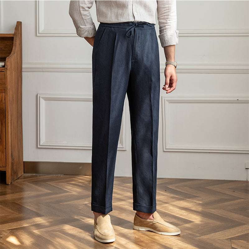 Casual Thin Tethered Linen Pant For Commuting Lightweight - Minihomy