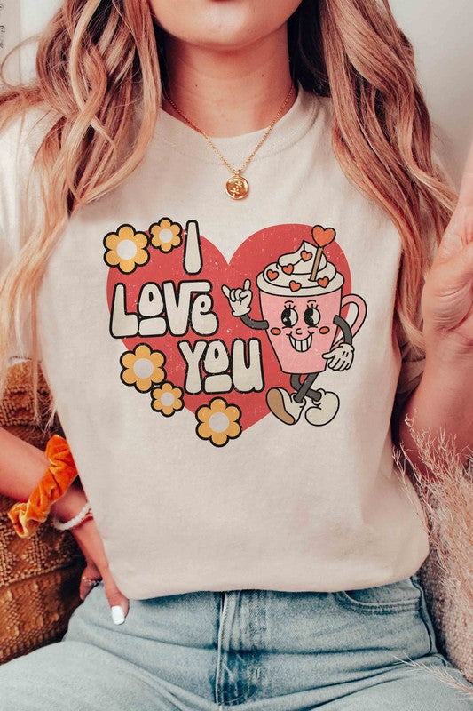 Plus Size - I LOVE YOU Graphic T-Shirt - Minihomy