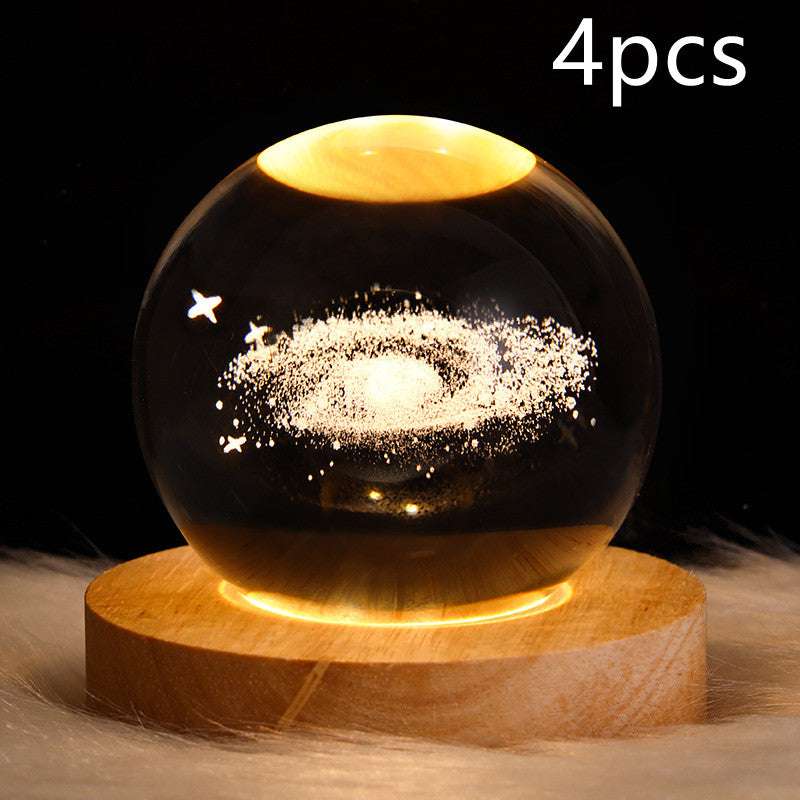 LED Night Light Galaxy Crystal Ball Table Lamp - 3D Planet Moon Lamp for Bedroom Home Decor - Minihomy