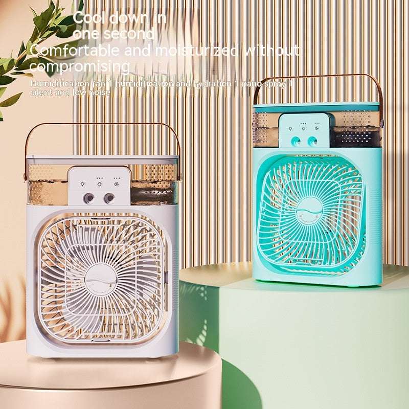 Charging Version 3-In-1 Air Humidifier Cooling Fan with LED Night Light - Minihomy