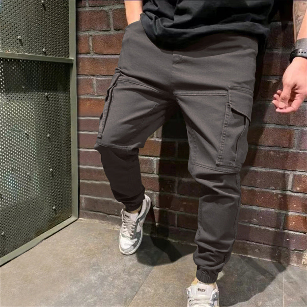 Mens Sports Pants With Pockets Casual Cargo Trousers - Minihomy