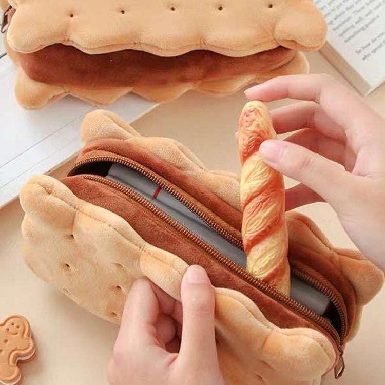 Cute Sandwich Biscuit Plush Pencil Case