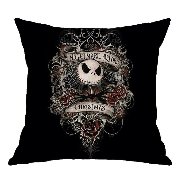 Linen Skull Halloween Pillow Cover - Minihomy