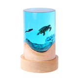 Creative Desktop Ornaments Cylinder Solid Wood Resin Night Light - Minihomy