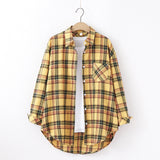 Plaid Shirt Women Loose Long Sleeve Blouses Cotton Flannel Casual Shirt Women - Minihomy