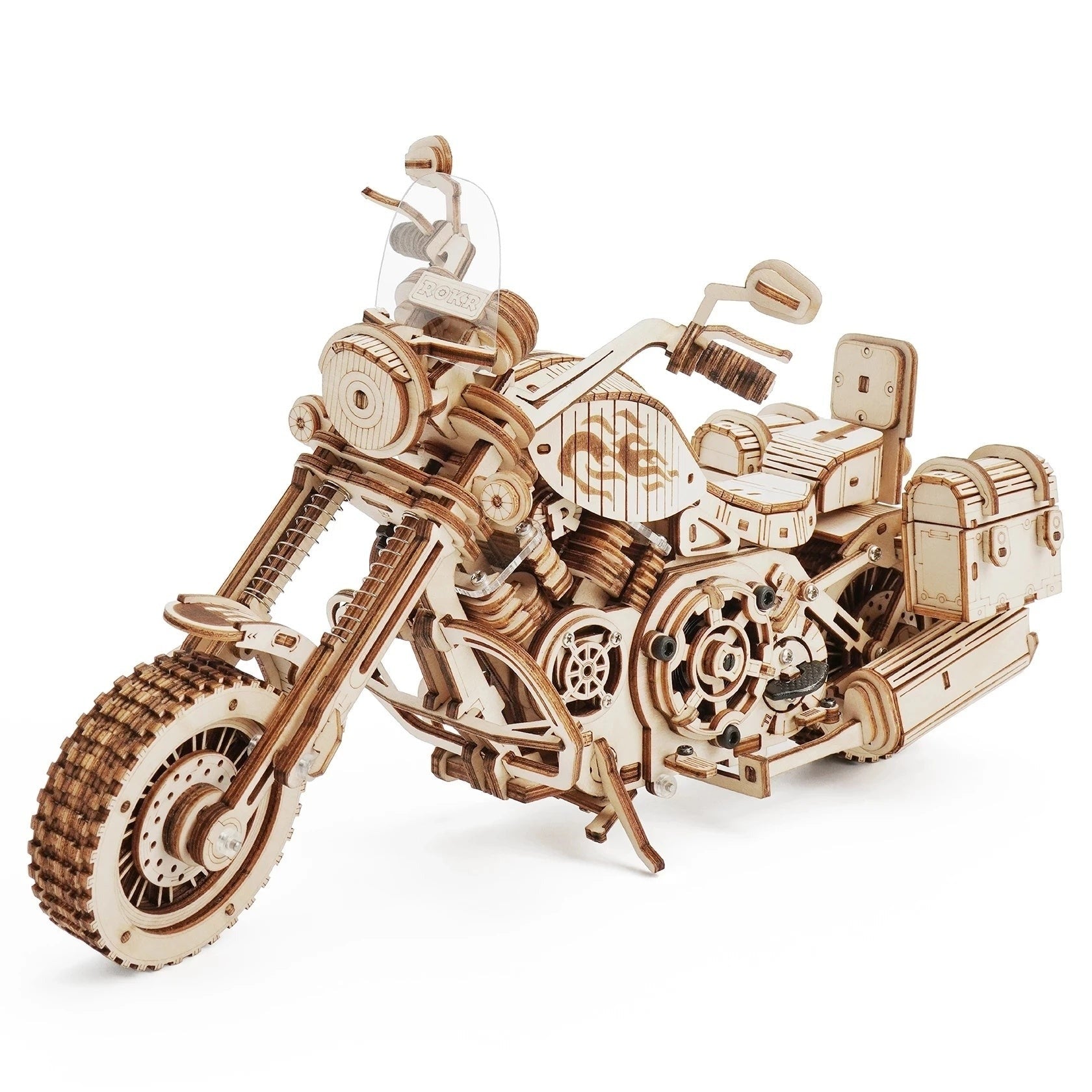 Rokr Cruiser Motorcycle DIY Wooden Puzzle Model - 420 Piece Building Block Kit