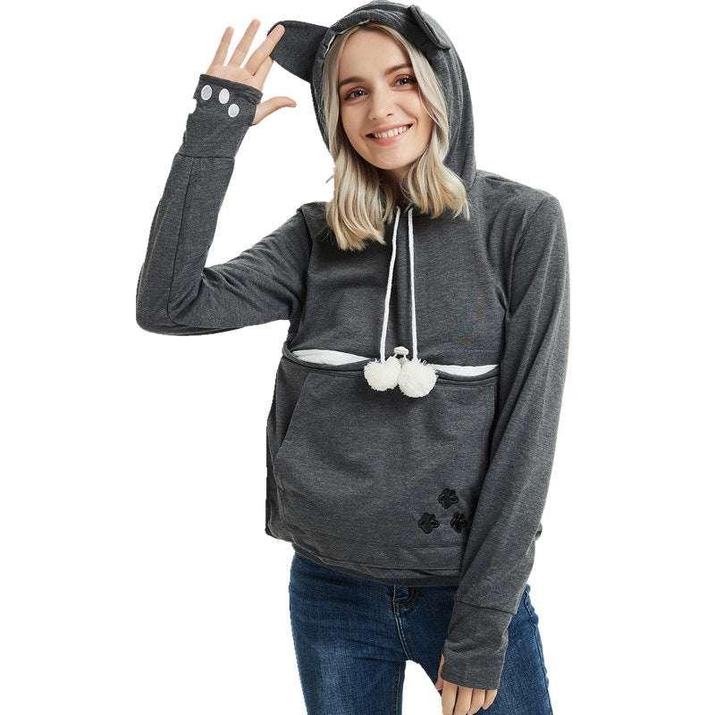 Cute Hoodies Pullover Sweatshirts With Pet Pocket for Winter Women - Minihomy