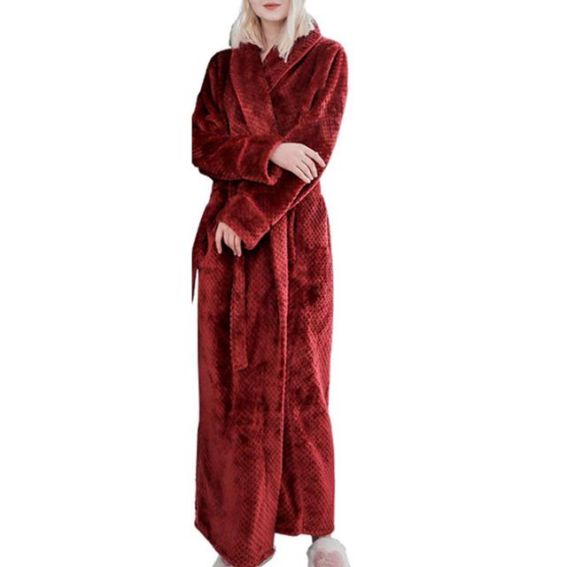 Winter Sleep Bath Robe Women Men Warm Fleece Robes