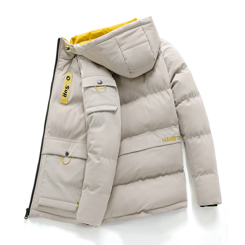 Men's Hooded Slim Fit Casual Down Cotton Padded Jacket: Stay Warm in Style - Minihomy