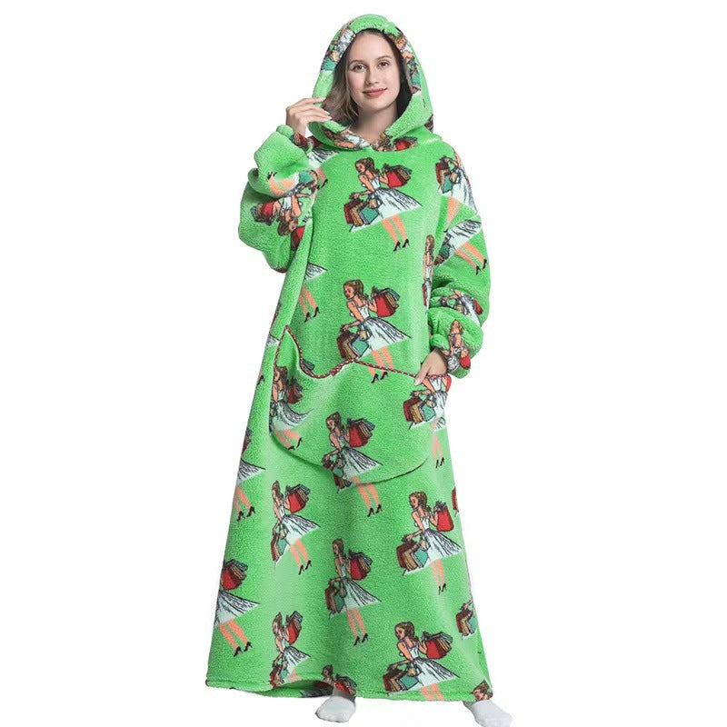 Fleece Hooded Wearable Blanket Sweatshirt - Minihomy