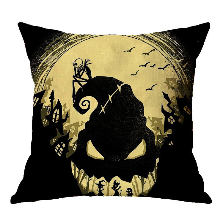 Linen Skull Halloween Pillow Cover - Minihomy