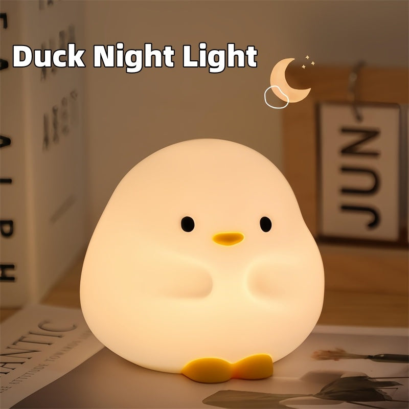 Cute Duck LED Night Light - USB Rechargeable Touch Sensor Bedside Lamp for Kids - Minihomy