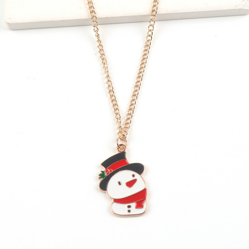 Christmas Necklace Cute Cartoon Santa Claus Snowman Elk Pendant Necklace - Minihomy