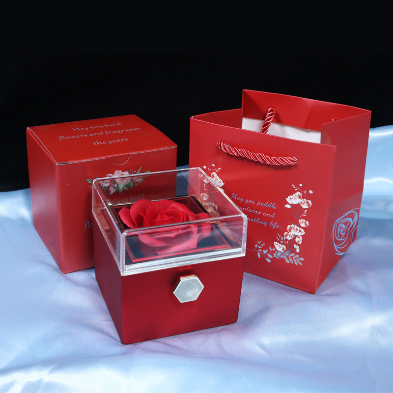 Rotating Soap Flower Rose Jewelry Packaging Box