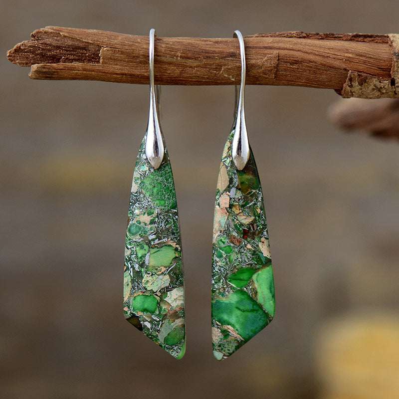 Bohemian Emperor Stone Geometric Pendant Earrings - Minihomy