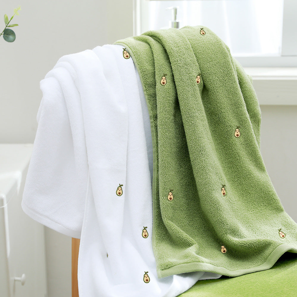 Full Embroidery Avocado Cotton Bath Towel - Minihomy