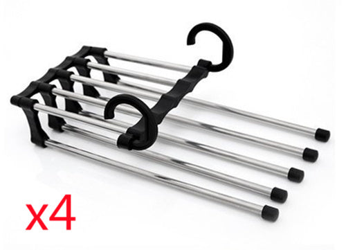 5-in-1 Multifunctional Wardrobe Hangers - Stainless Steel Clothes Hangers for Pants, Shirts, & More - Minihomy