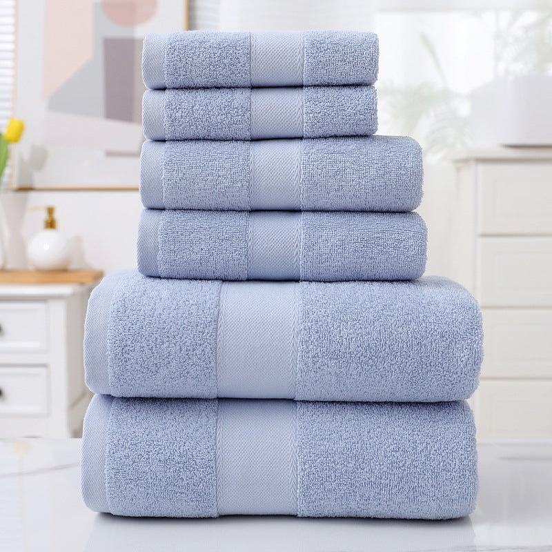 Home Simple Cotton Absorbent Towel Bath Towel 6-Piece Set: Fashionable Simplicity for Your Home - Minihomy