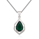 Style Colored Gems Water Drop Pendant Clavicle Chain