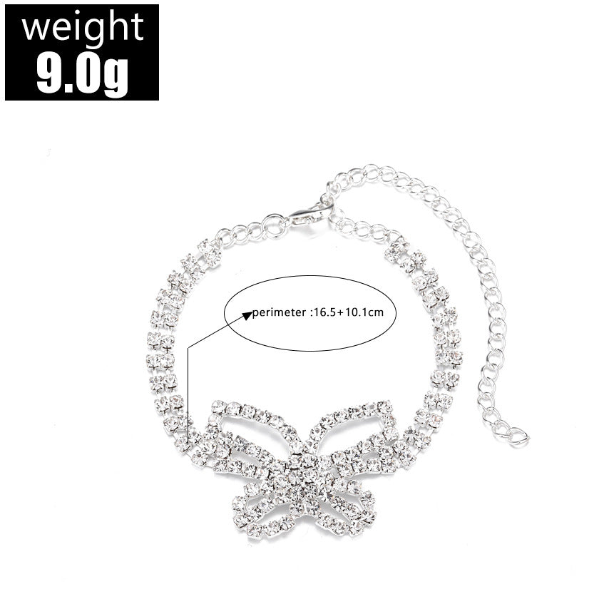 Full Diamond Butterfly Anklet Multi-layer Rhinestone Anklet - Minihomy