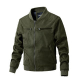 Suede Stand Collar Men's Jacket Double Zipper Pocket Clothing