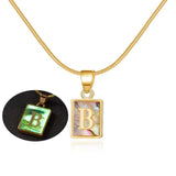 26 Letter Square Necklace Colorful Shell Luminous Pendant Chain Necklace For Women - Minihomy