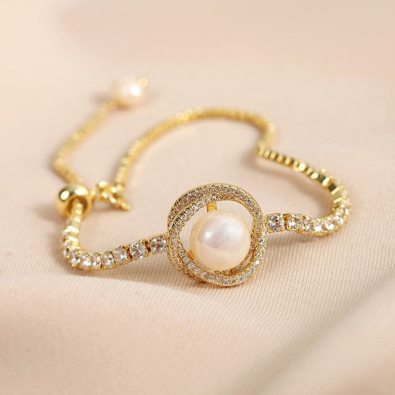 Pearls Strap Diamond Bracelet Elegant - Minihomy