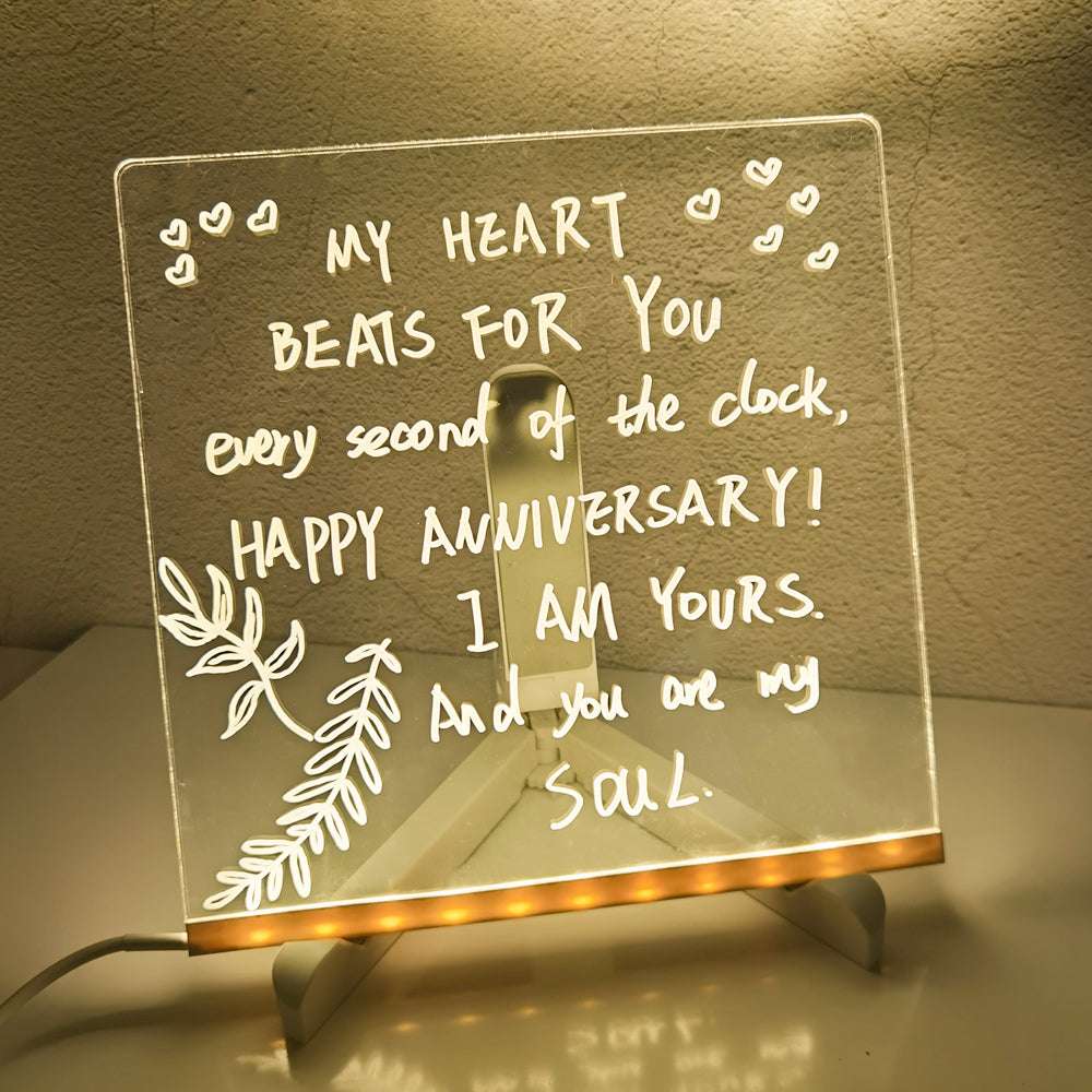 Acrylic DIY Note Board LED Night Light - Creative Message Board Holiday Lamp - Minihomy