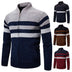 Casual Sweater Men Stand Collar Striped Color Matching Long Sleeves - Minihomy