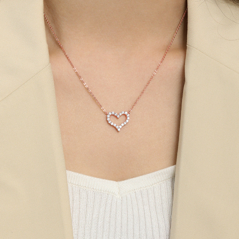 Exquisite Heart Necklace For Women - All-Matching Japanese Peach Heart Clavicle in Rose Gold - Minihomy