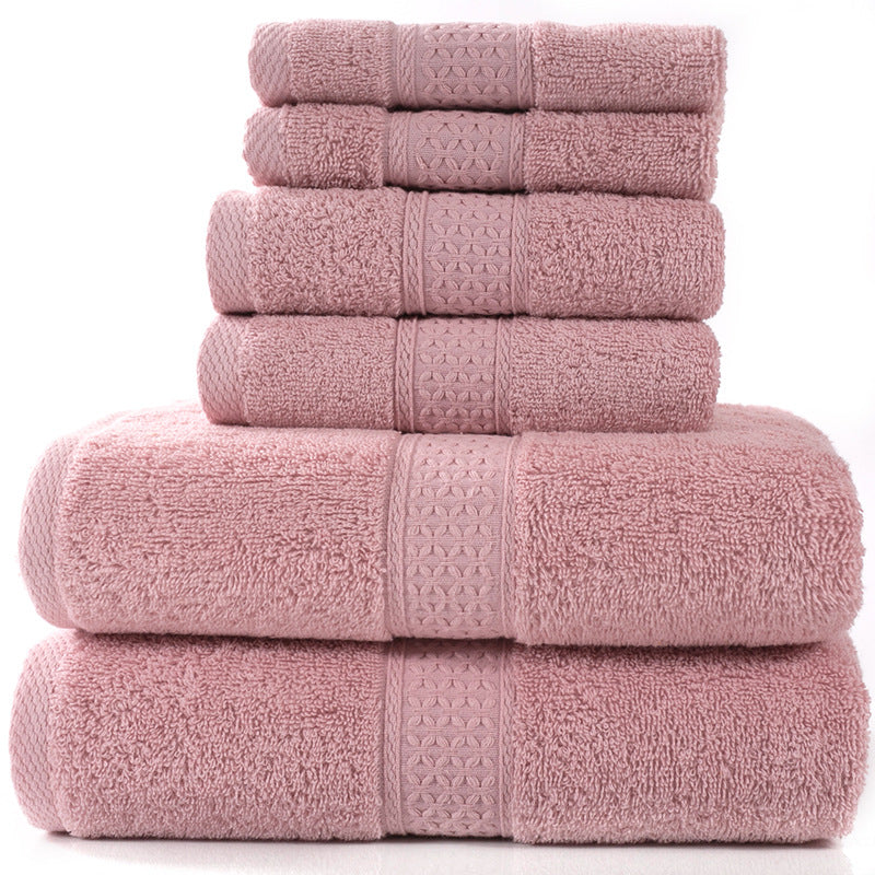 Home Simple Cotton Absorbent Towel Bath Towel 6-Piece Set: Fashionable Simplicity for Your Home - Minihomy